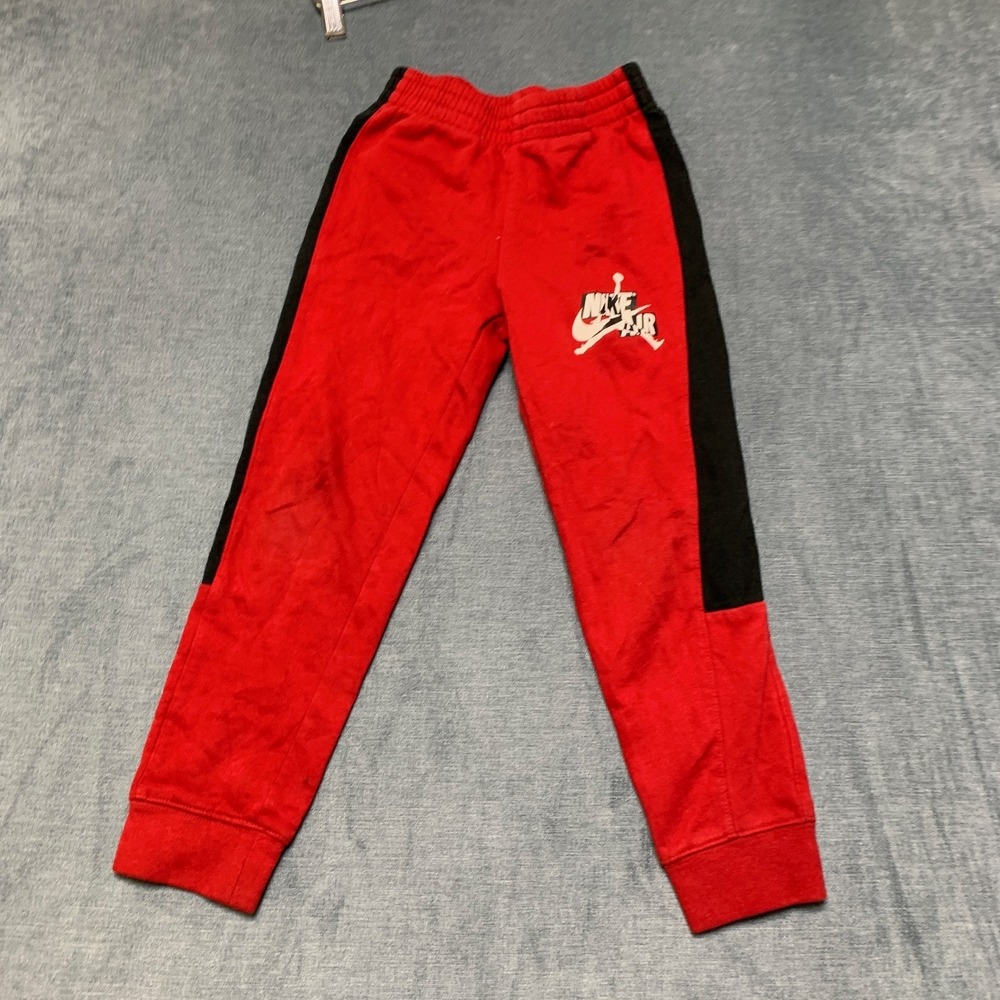 Nike Air Jordan Sweatpant Kids M 5-6Y Red Jumpman Logo Elastic Waist Tapered Leg